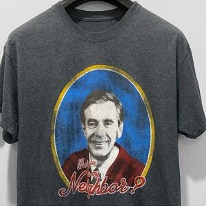 Mister Rogers Neighborhood Grey Graphic T-Shirt Size large